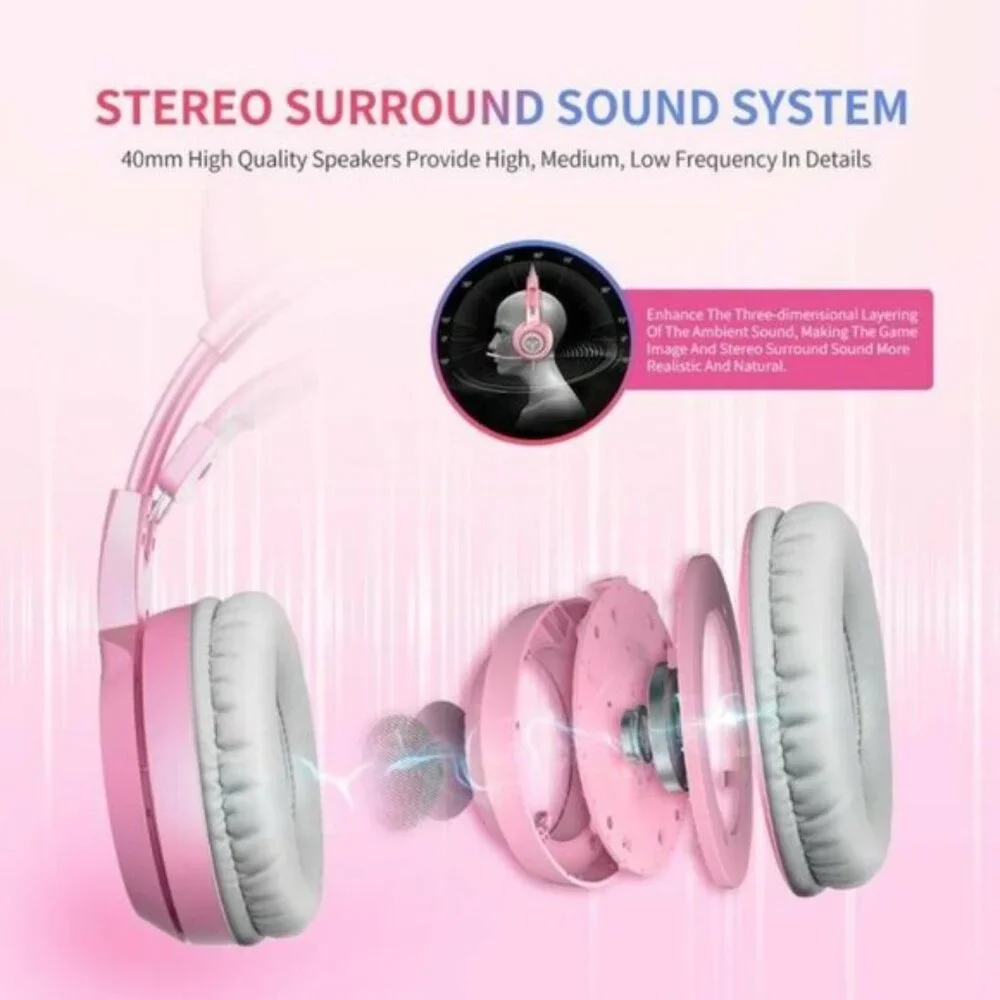 SOMIC G951s Pink Stereo Gaming Headset with Mic for PS4,Xbox,PC,Mobile Phone,3.5